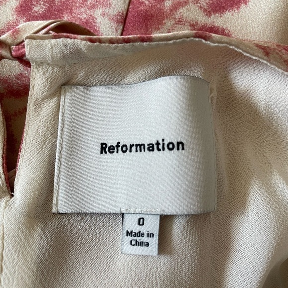 NEW Reformation Anaiis Long Silk Dress Cameo Rose Pink Cream Floral | size 0 - Picture 11 of 13